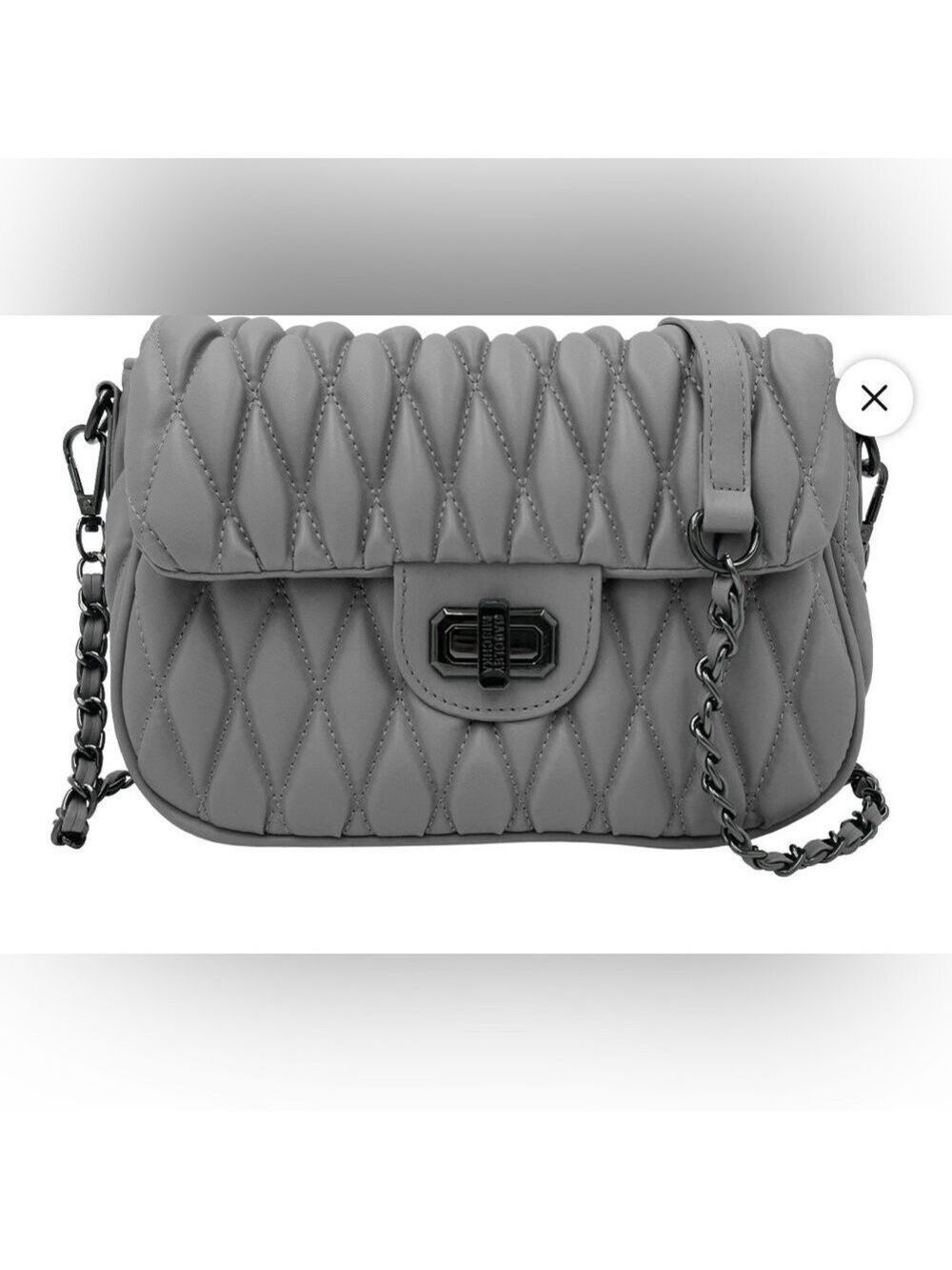 Badgley Mischka Quilted Messenger Bag Gray NWT
